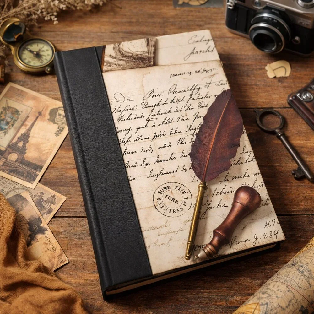 One-of-a-Kind Handcrafted Travel Photo Album Vintage Explorer Theme Scrapbook